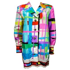 Französische Leonard Couture bedruckte Seidenjacke Circa 1990