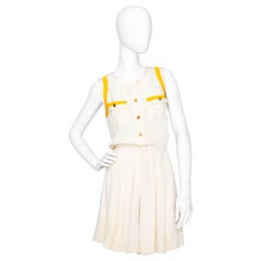 Retro A 1980s Chanel Creme Silk Playsuit and Yellow Bolero Ensemble