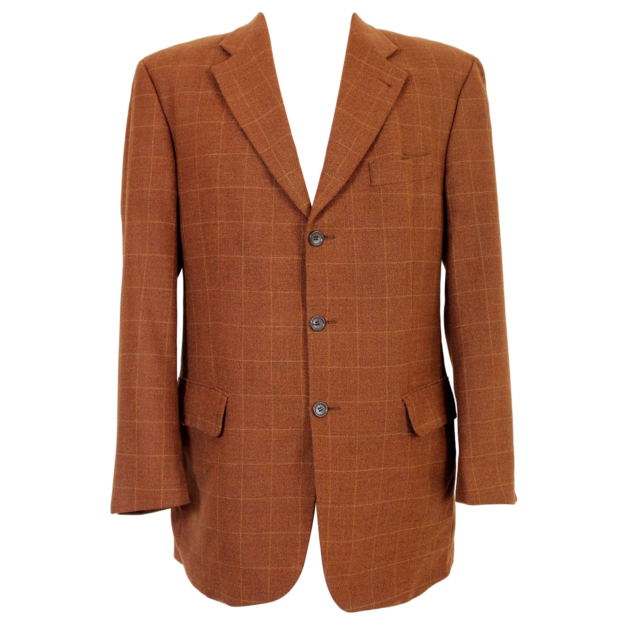 Emanuel Ungaro Brown Wool Check Cashmere Classic Jacket 1990s