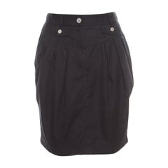 Dolce and Gabbana Black Cotton Pleat Front Mini Skirt S