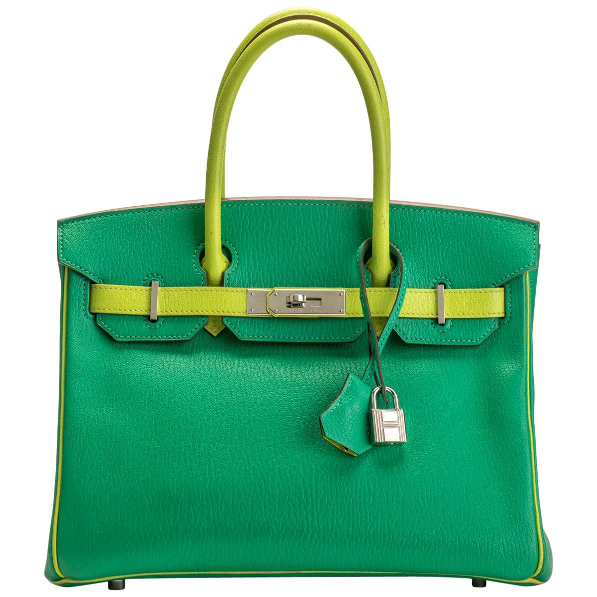 Hermes Horseshoe Birkin 30 Bicolor Green Goat