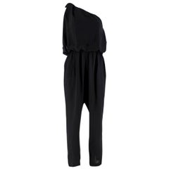 Lanvin Black Silk One-Shoulder Draped Jumpsuit 38 (FR)