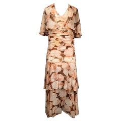 Vintage A French Printed Chiffon Couture Dress Circa 1930/1940