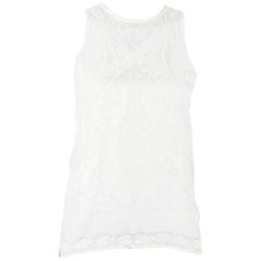 Roberto Cavalli Off White Mixed Media Printed Silk Racer Back Tank Top M