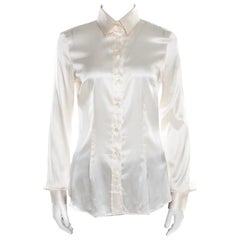 D&G Off White Satin Long Sleeve Shirt S