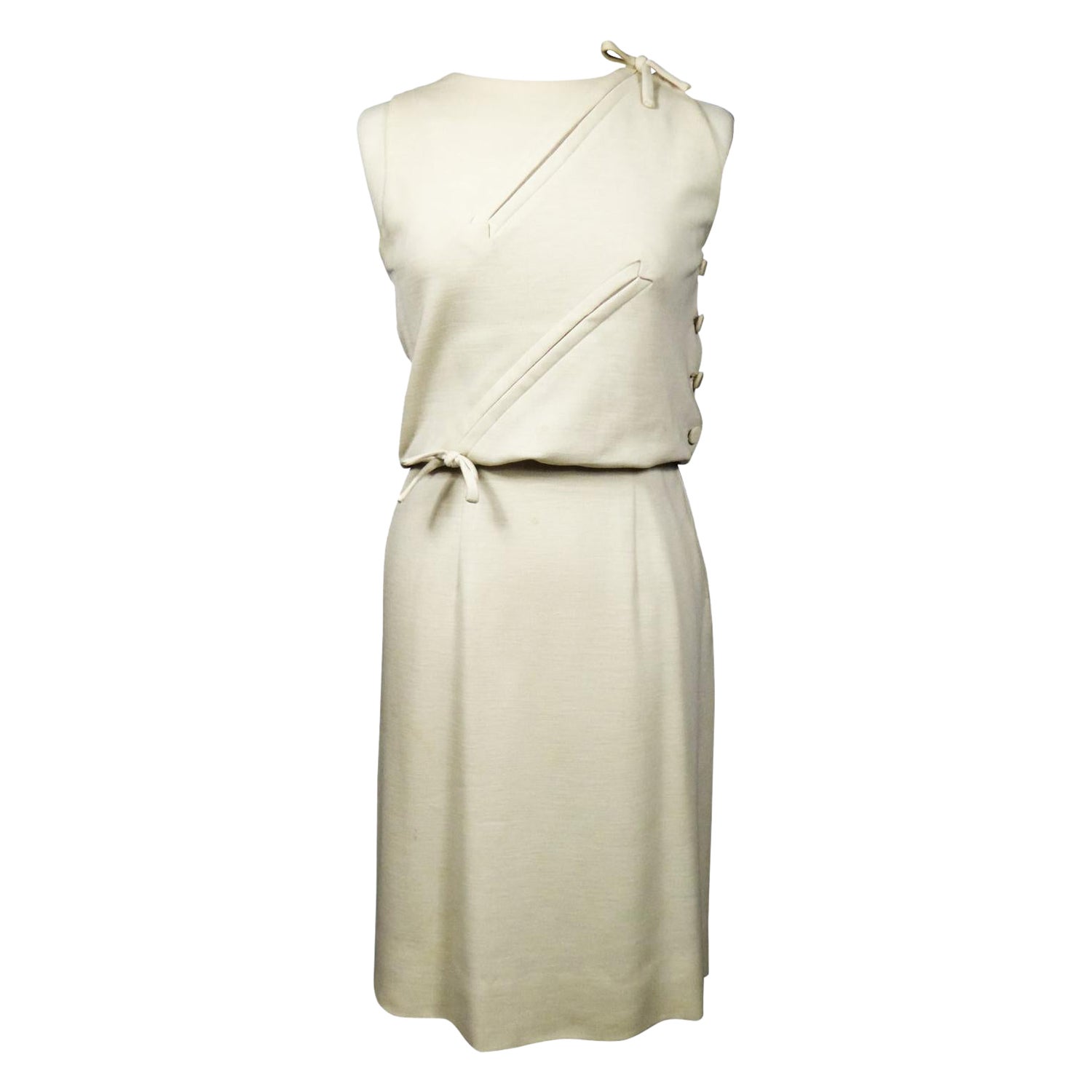 A Pierre Balmain woollen Couture Dress Numbered 182888 - Spring Summer 1963 For Sale