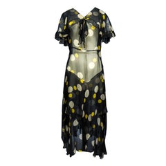 Vintage Printed Muslin Chiffon Dress -France Circa 1930