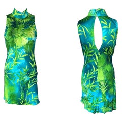 Gianni Versace S/S 2000 Vintage Tropical Palm Print Mini Dress