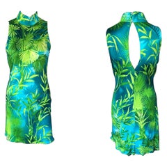 Gianni Versace S/S 2000 Vintage Tropical Palm Print Mini Dress 