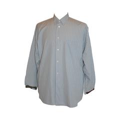 Comme des Garcons "Shades of Blue" Mens Plaid Shirt with Detailed Cuffs