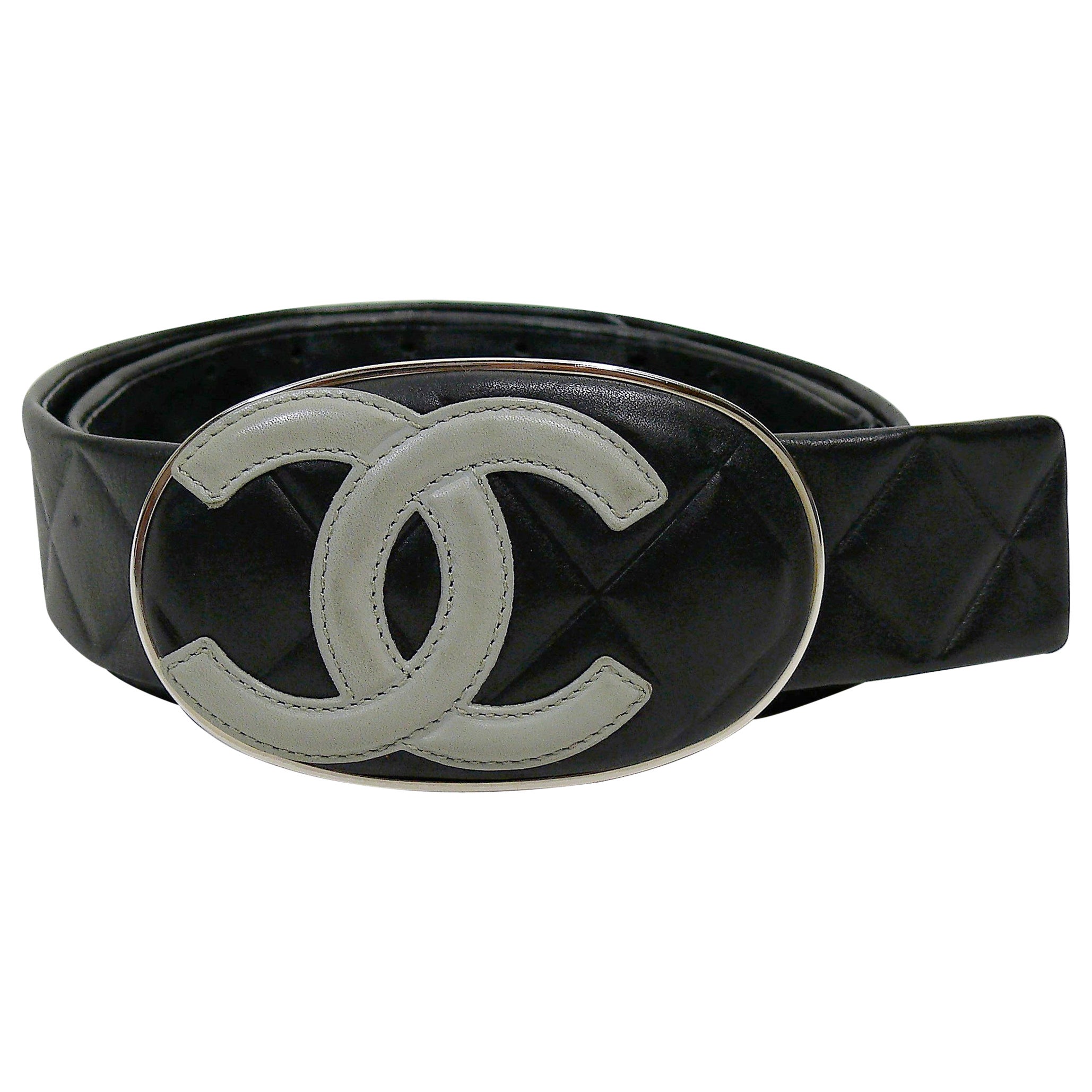 Chic Chanel Caviar Diamond Quilted Leather Belt at 1stDibs