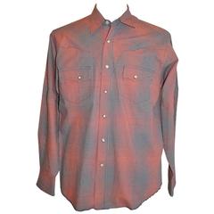 Vintage Wrangler Men's Red, White and Blue Checkered Signature Shirt 12