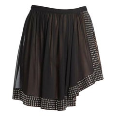Azzedine Alaia Unworn Sheer Asymmetrical Studded Side Slit Mini Skirt 