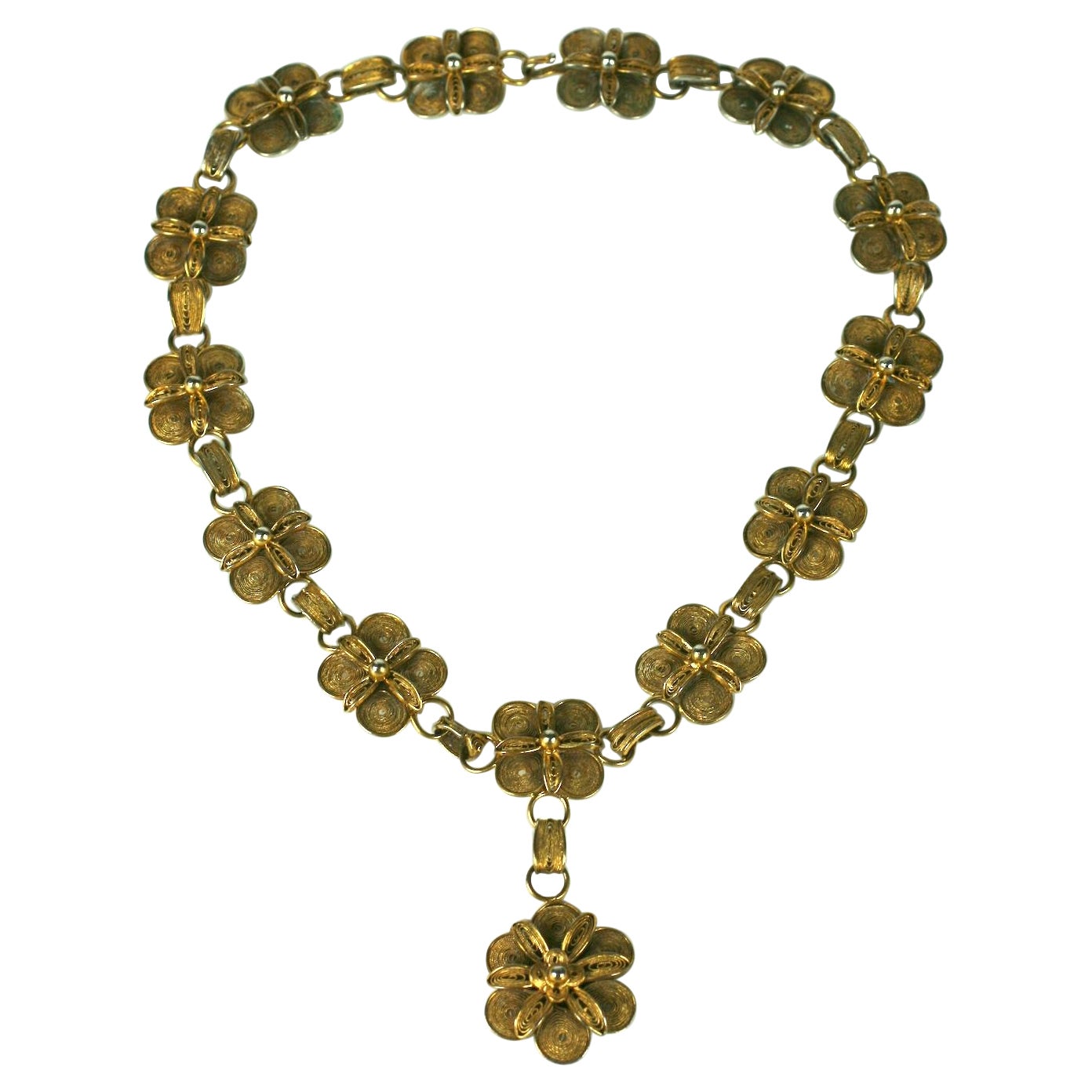 Antique Chinese Gilt Filigree Necklace   For Sale