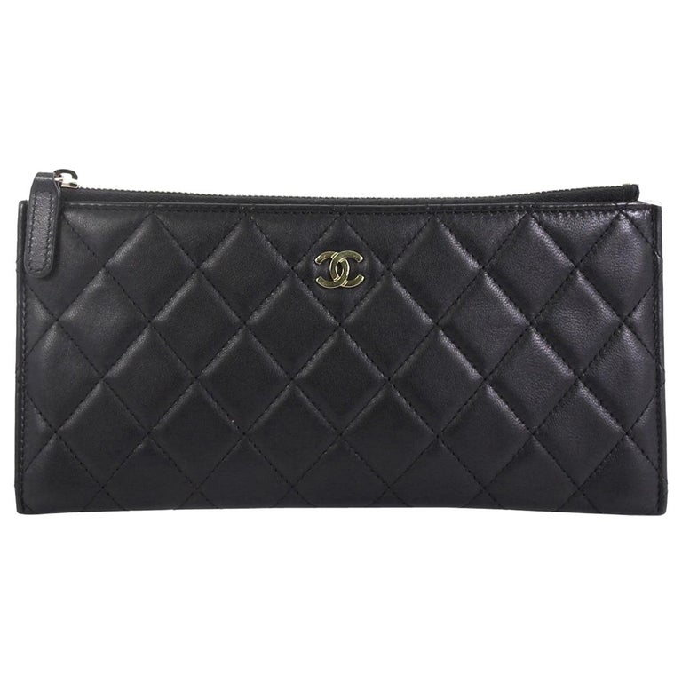 Chanel Top Zip Wallet Quilted Lambskin Long at 1stDibs