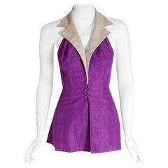 1940's Gloria DeHaven Old Hollywood Celebrity Purple Silk Halter Pin-Up Playsuit