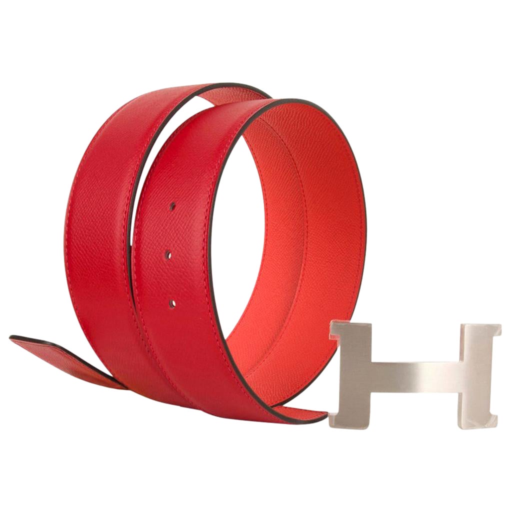 Hermes Belt Constance 42 mm Rouge De Coeur et Rose Jaipur Brushed Palladium 95