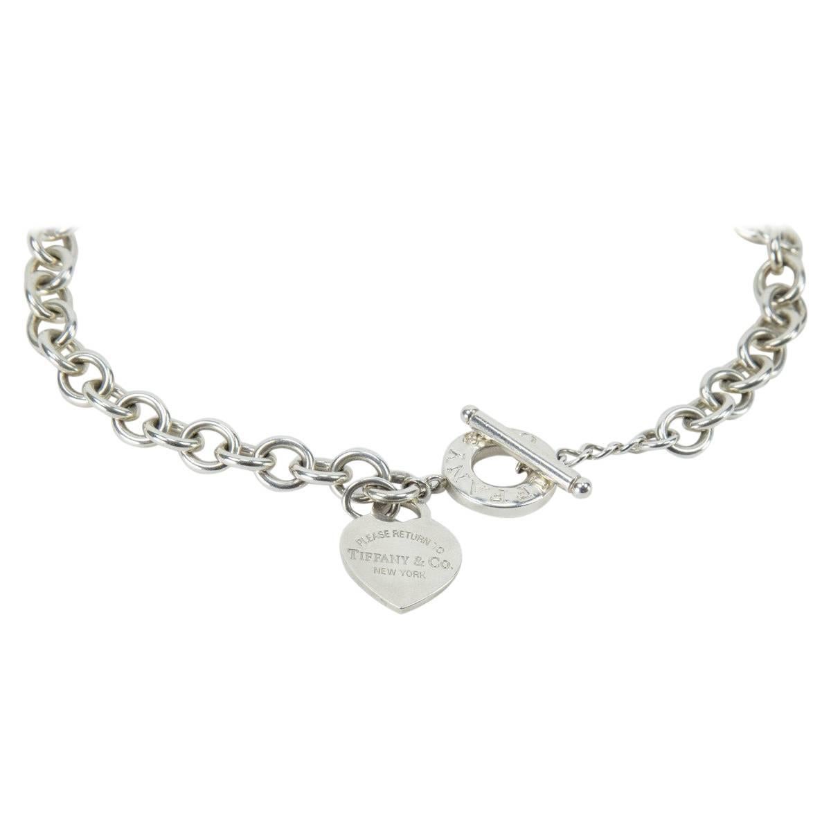 Tiffany & Co Heart Sterling Silver Link Toggle Necklace 