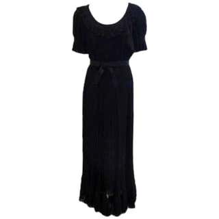 Vintage CHRISTIAN DIOR CD Robes Du Soir black cascade dress at 1stDibs ...