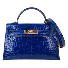 Hermes Kelly 20 Mini II Sellier Verso Cactus & Bleu Atoll Epsom Pallad