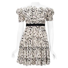 Used 1990 Chanel by Karl Lagerfeld Documented Graphic Print Silk Mini Dress