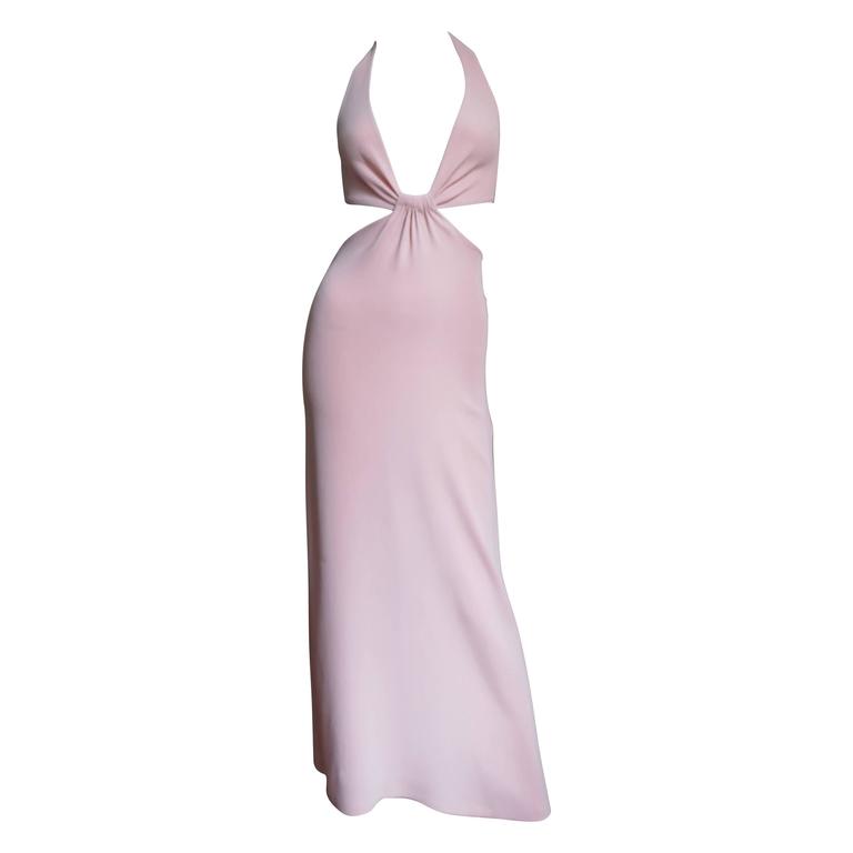 Celine Blush Plunge Cutout Maxi Dress at 1stDibs