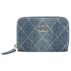 Chanel CC Zip Coin Purse Quilted Denim Small
