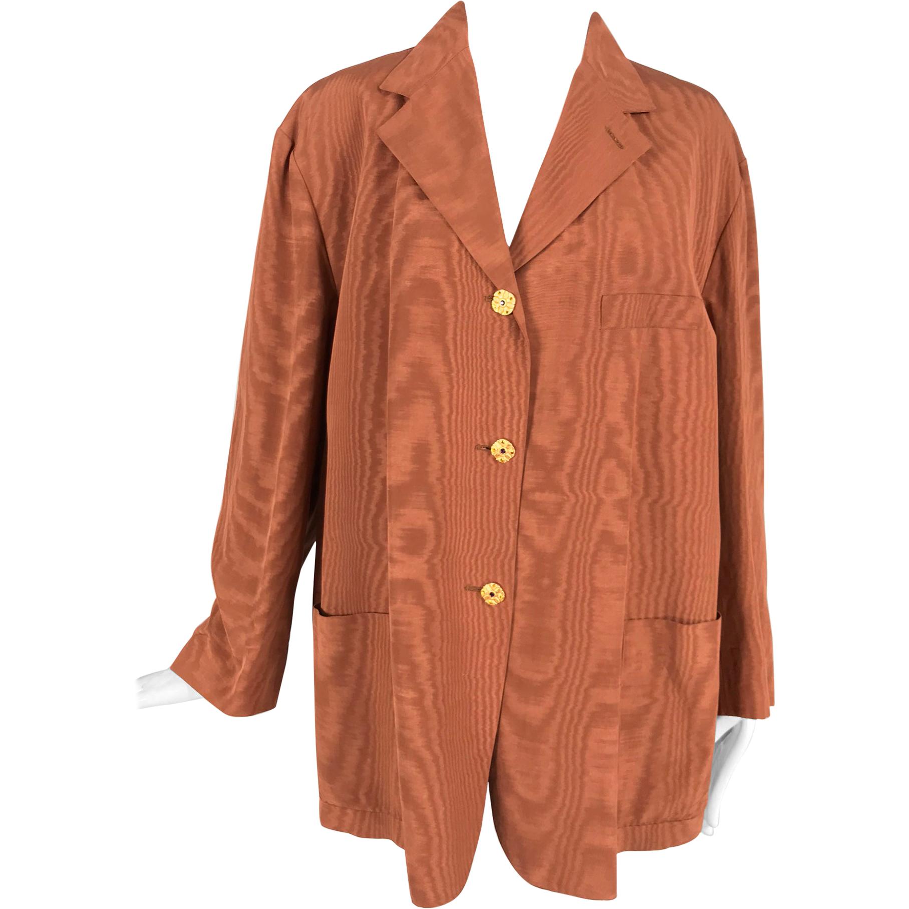 Romeo Gigli Cocoa Brown Watered Taffeta Jacket 1980s