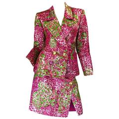 F/W 1989 Yves Saint Laurent Pink Silk Brocade Suit 3
