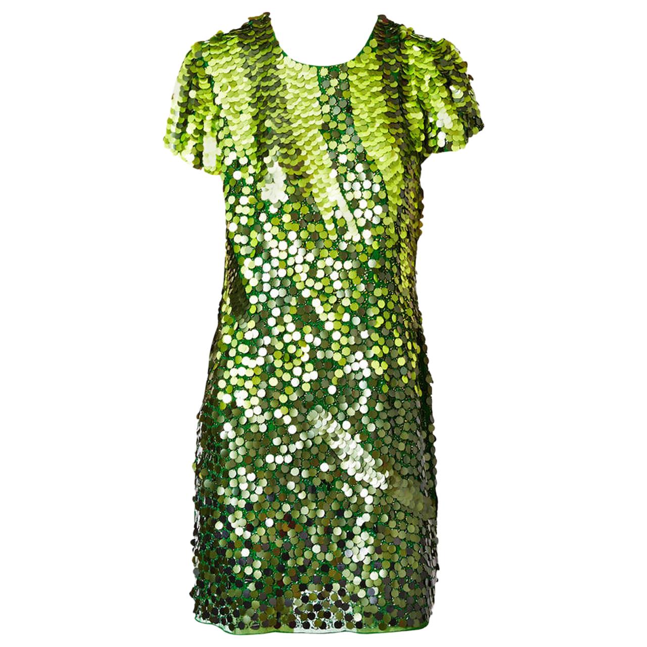 John Galliano  Chiffon Tee Shirt Dress With Paiettes
