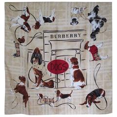 Burberry 100% silk Retro scarf with dogs
