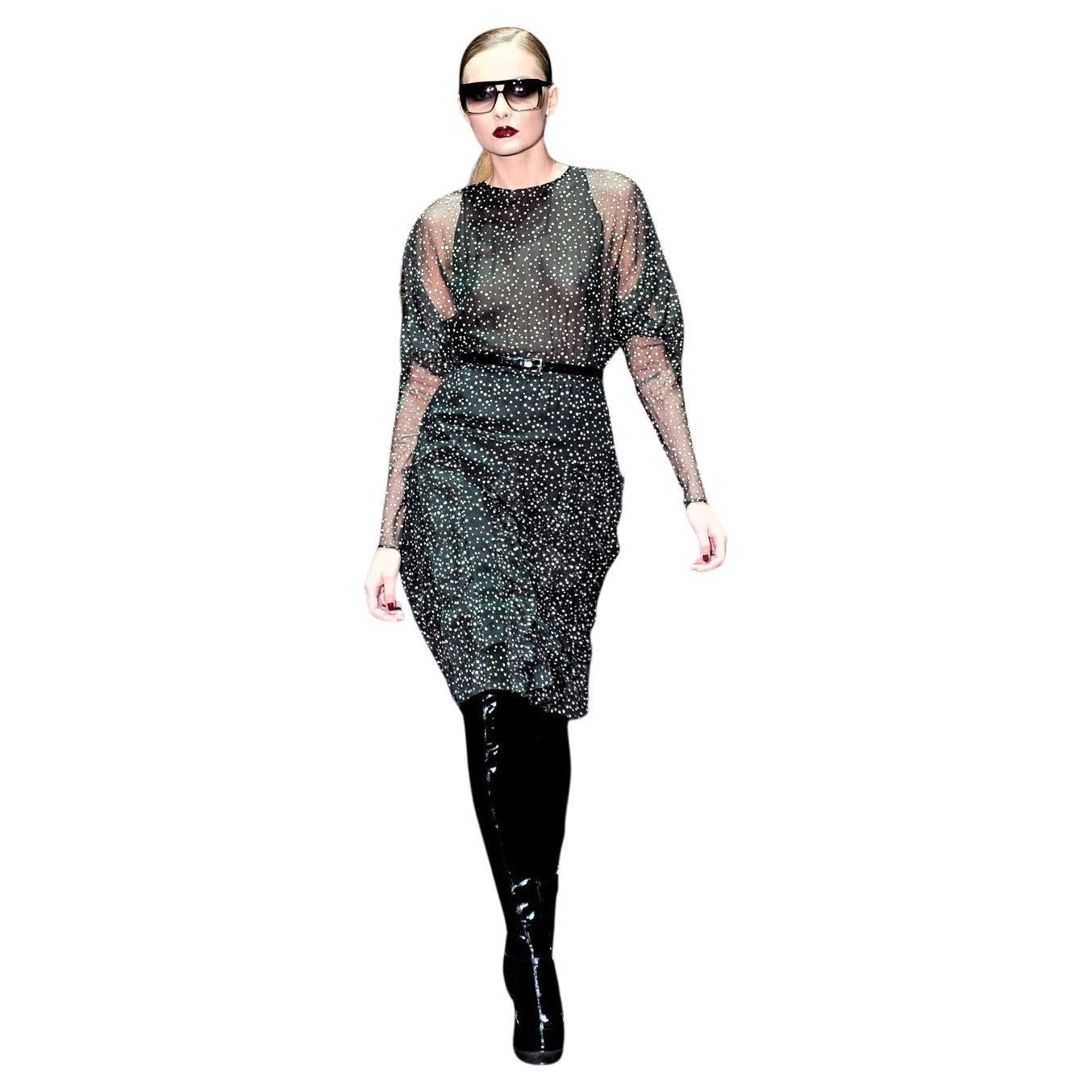 Donna Nuovo Gucci 90th Anniversary Ad Runway Video Silk Dress A/I 2011 Sz 40