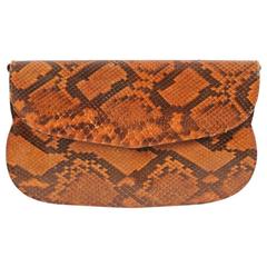Charles Jourdan Copper Snakeskin Clutch or Shoulder Bag 11