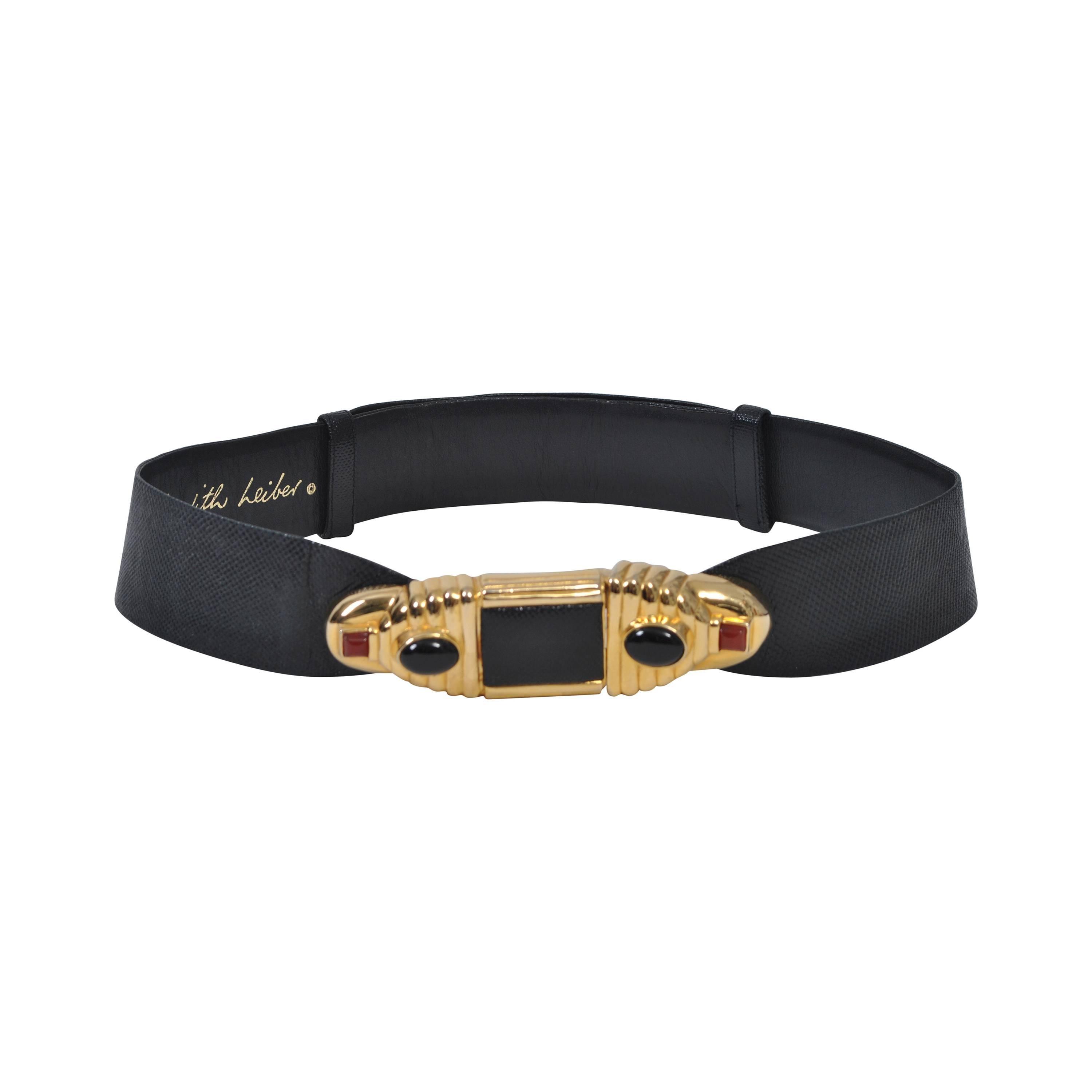 Judith Leiber Black Lizard Belt