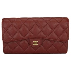 CHANEL Flap Wallet Burgundy Caviar Iridescent with Brushed Gold Hardware 2018