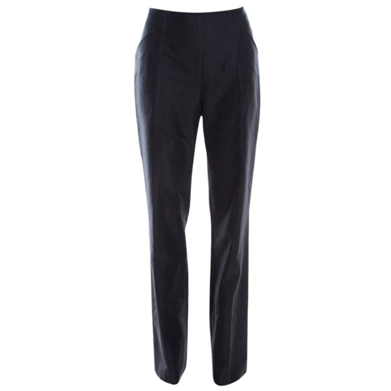 Escada Saphire Blue Stretch Crepe Tapered Tygan Trousers S at 1stDibs