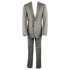 CANALI Size 38 Gray Nailhead Virgin Wool Notch Lapel Suit