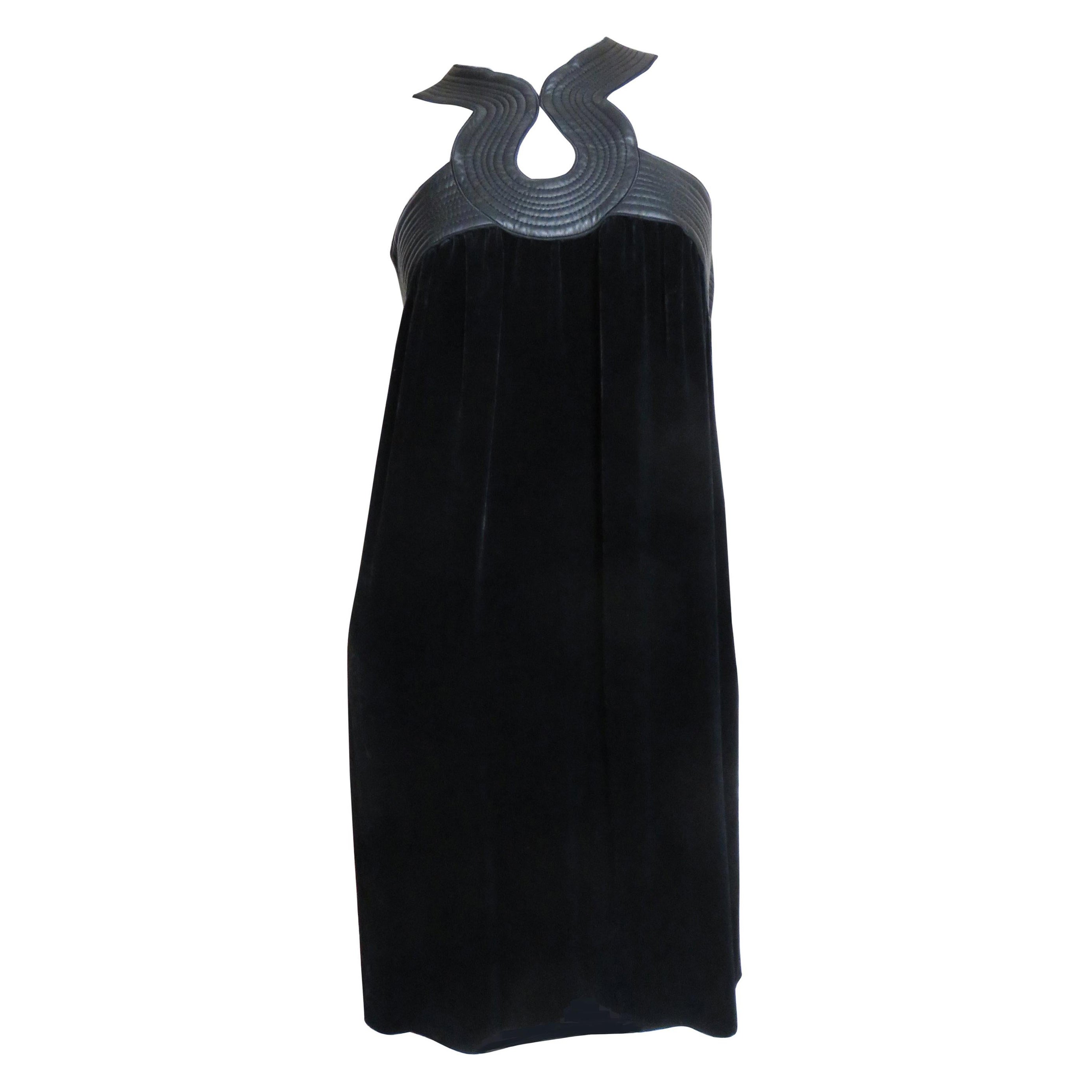 Jean Paul Gaultier Leather Trim Silk Dress For Sale
