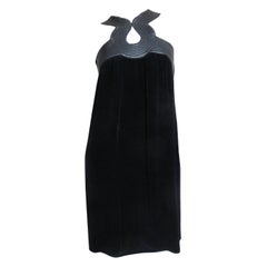 Jean Paul Gaultier Leather Trim Silk Dress