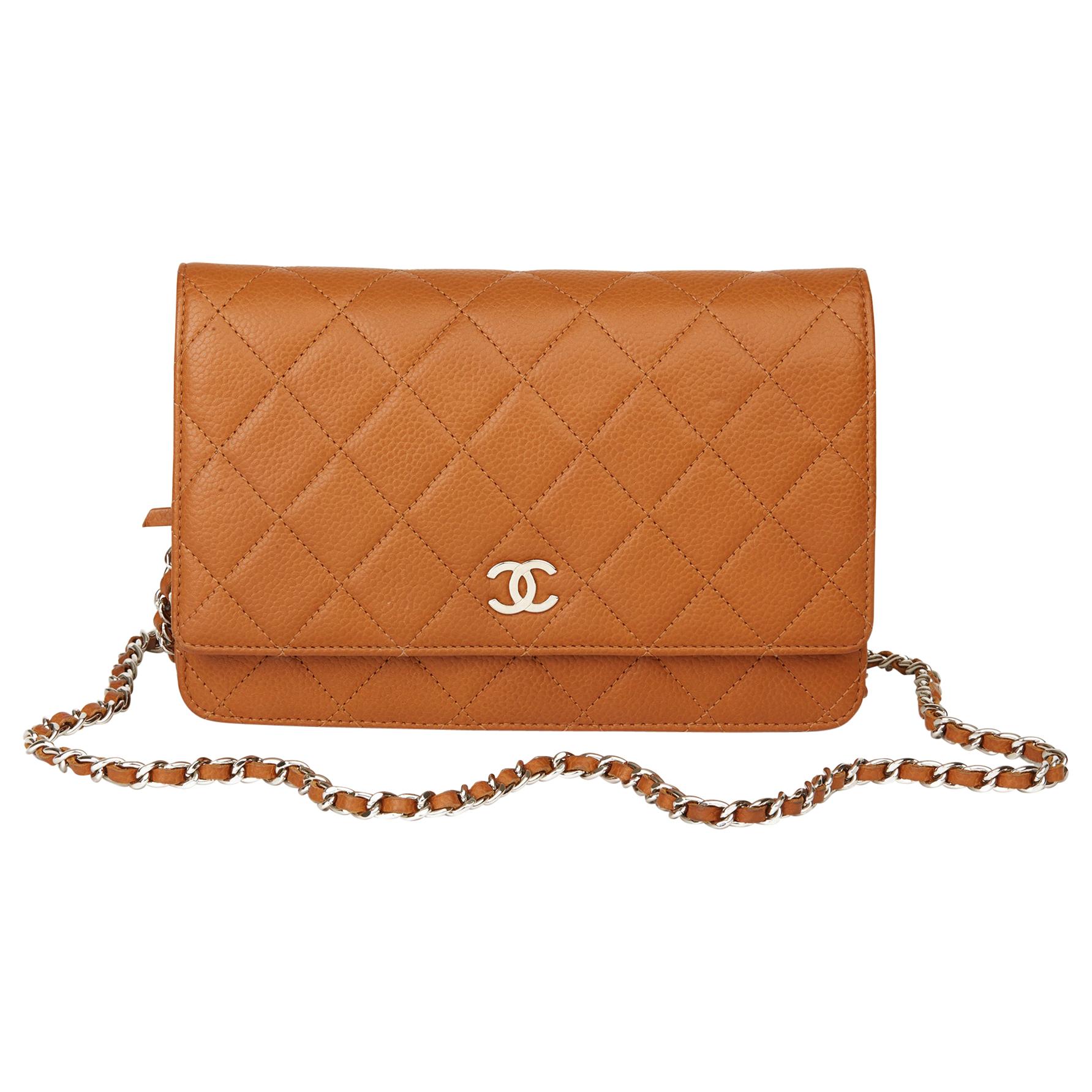 2011 Chanel Honey Beige Quilted Caviar Leather Wallet-on-Chain WOC