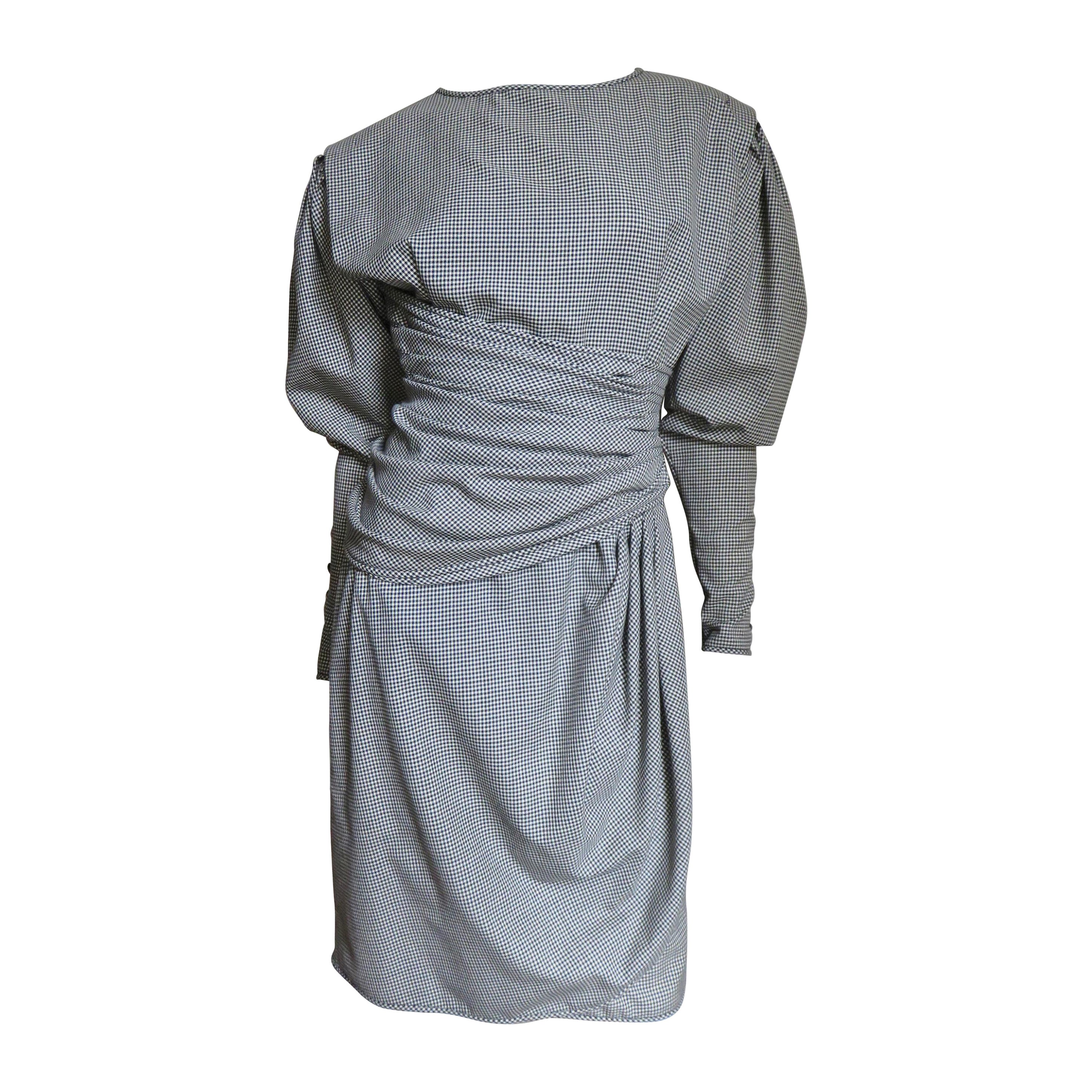 Emanuel Ungaro Check Draped Dress