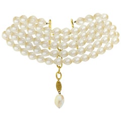 CHANEL Vintage '86 Ivory Multi-Strand Pearl Choker Necklace