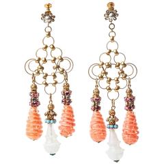 Miriam Haskell Massive Venetian Glass Girandole Earrings