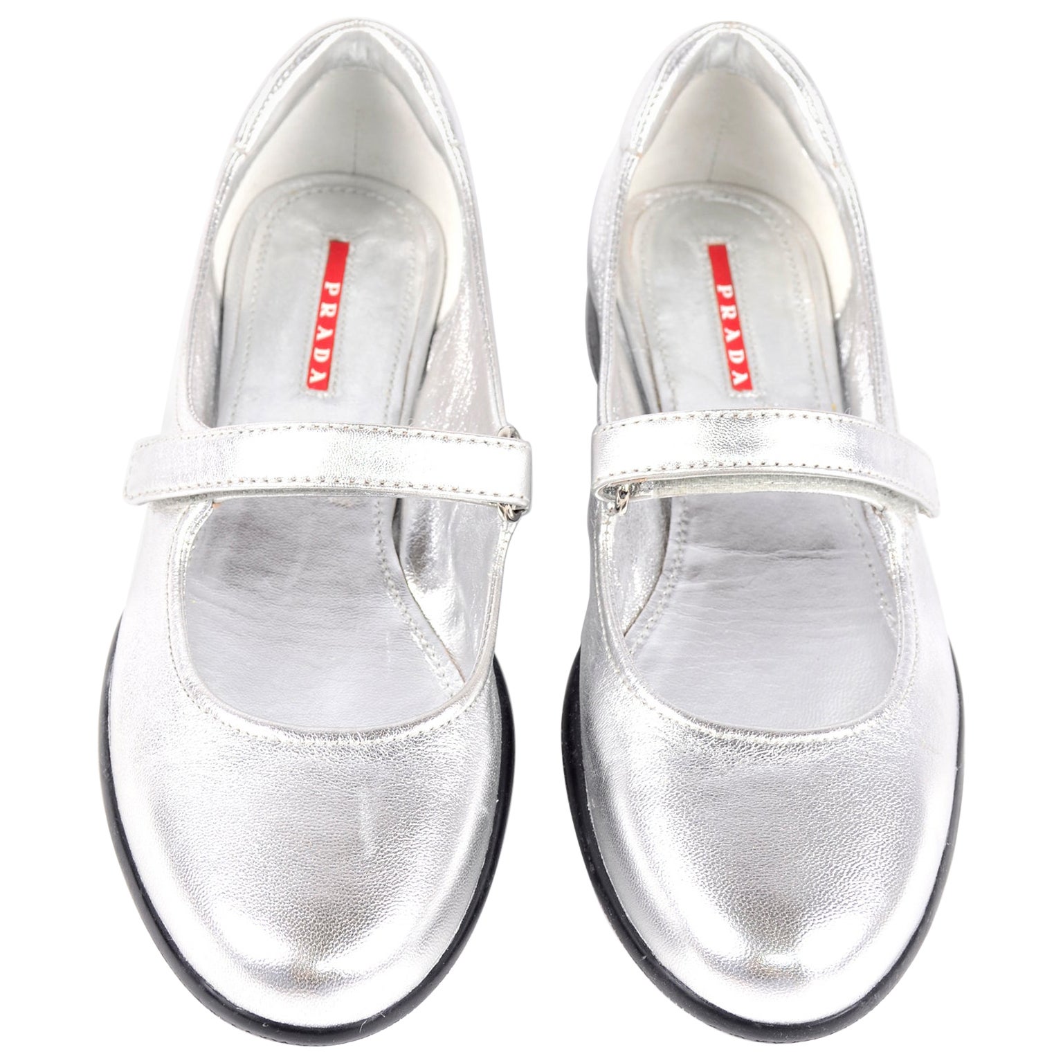 silver prada heels