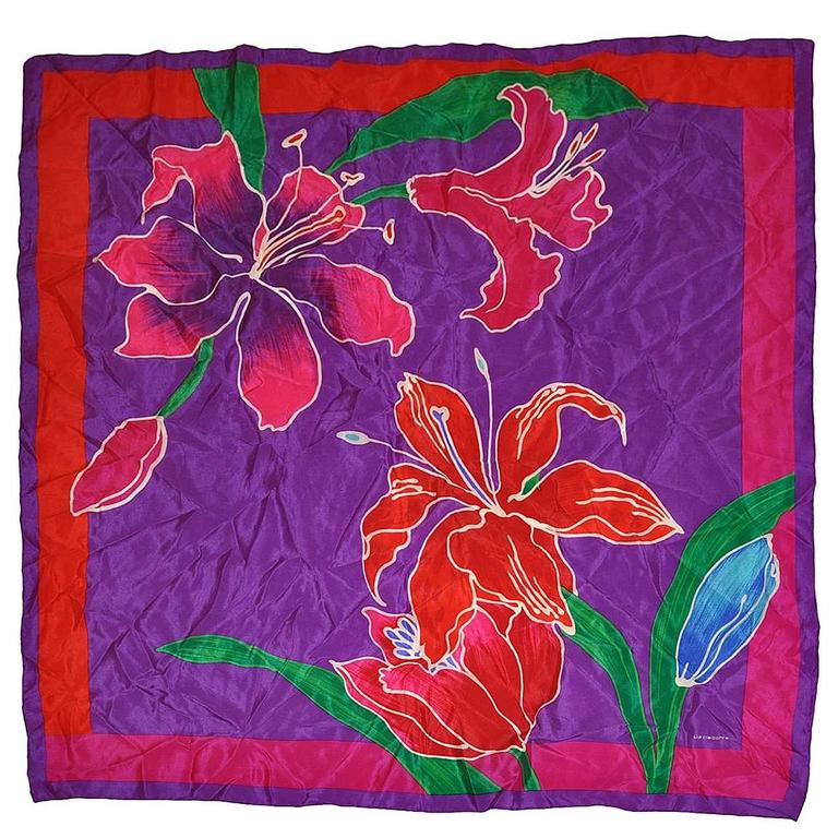 Liz Claiborne Multi-Color Large Floral Print Silk Scarf