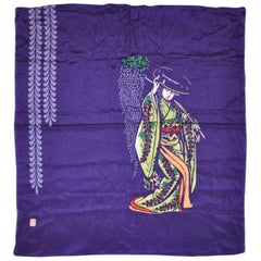 Textured Bold Purple Silk "Asian Woman" Scarf