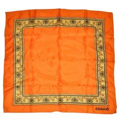 Cacharel Bold Tangerine with Floral Border Silk scarf