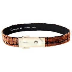 Roberta di Camerino Black & Brown Cut Velvet and Silver Plate Buckle Waist Belt