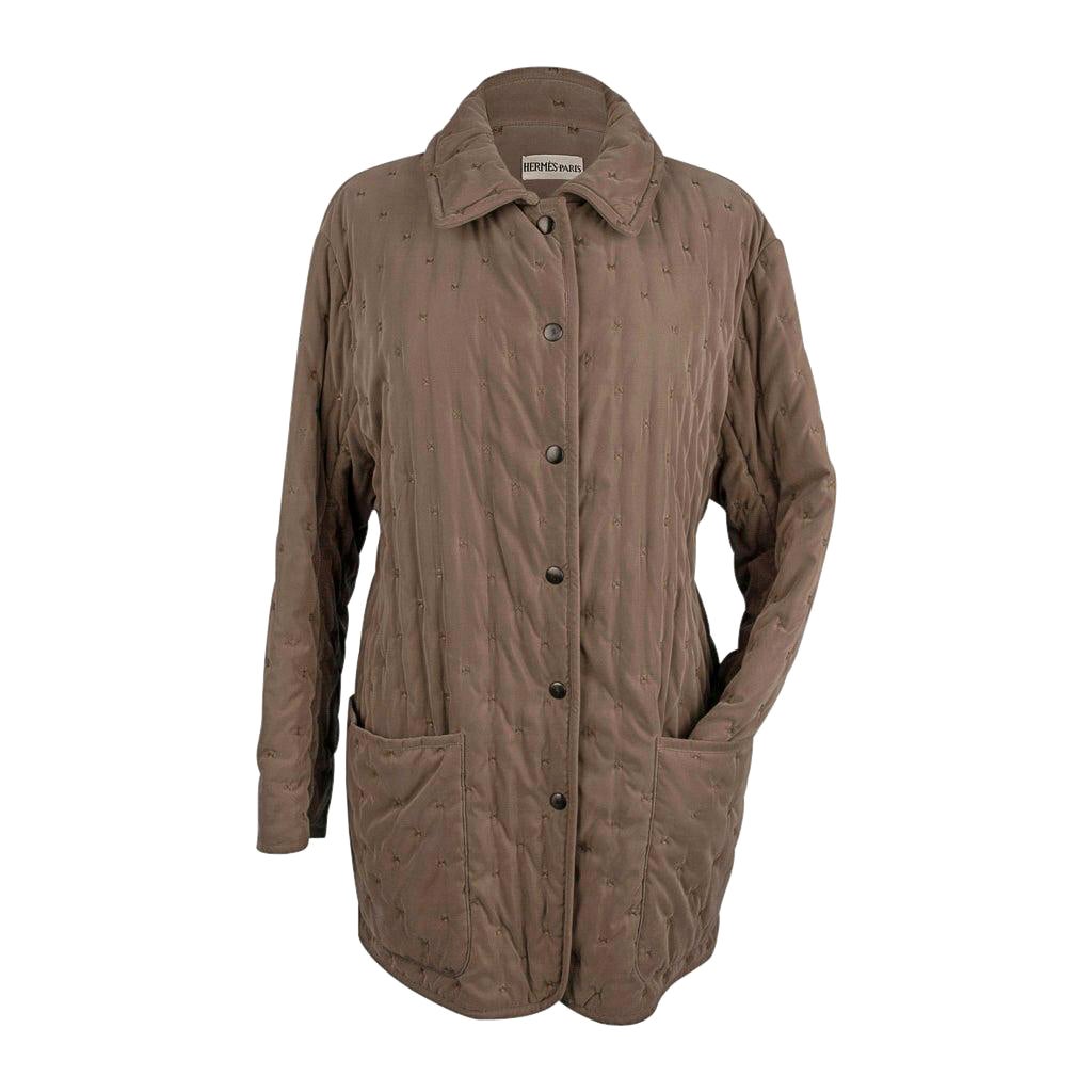 Hermes Classic Paddock Jacket Taupe Lightly Wadded 42 / 8  For Sale
