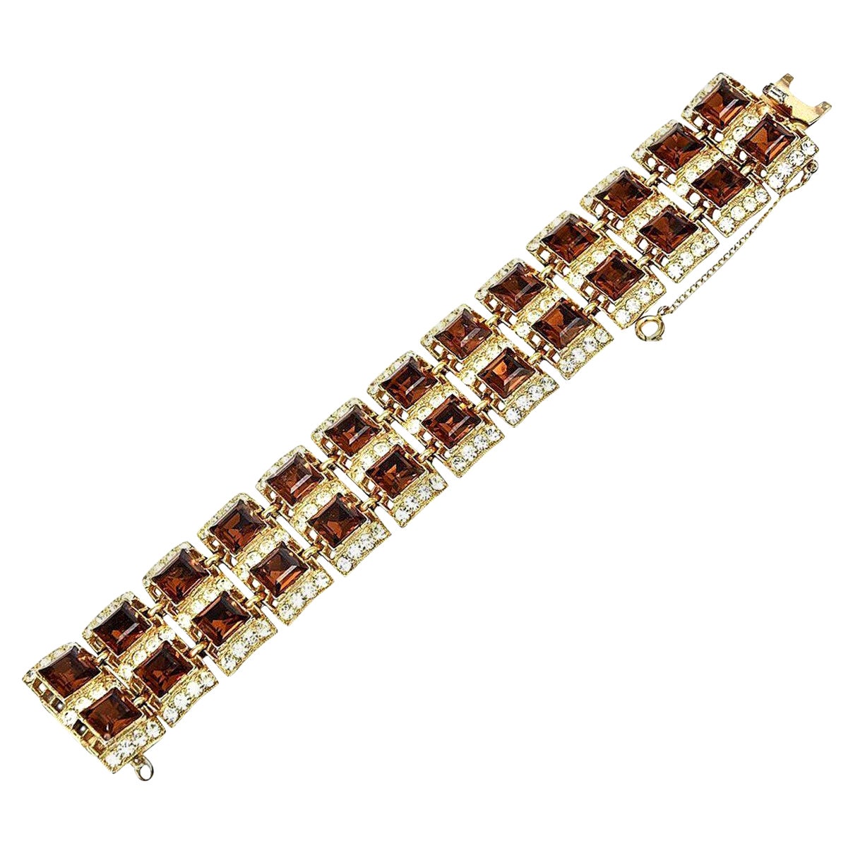 Vintage Signed Henry Bogaff Swarovski Rhinestone Bracelet  For Sale